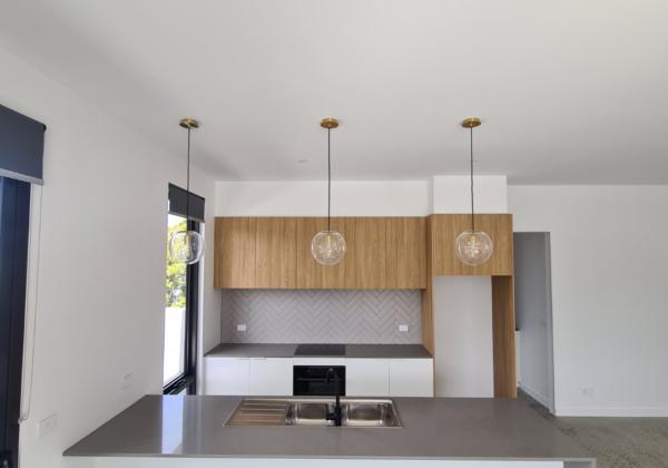 The kitchen area of an apartment in Pakington, Geelong.